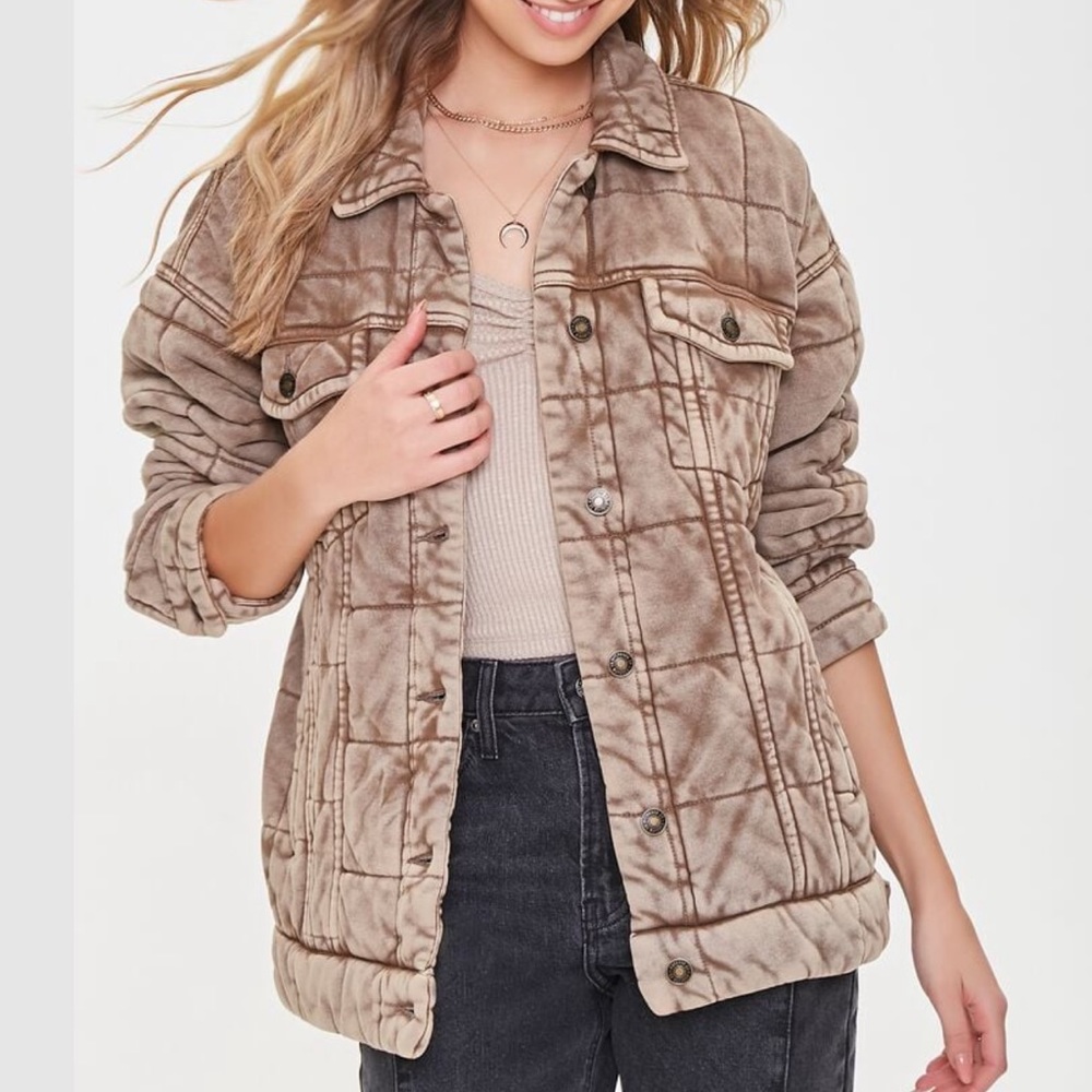 Mineral wash quilted jacket